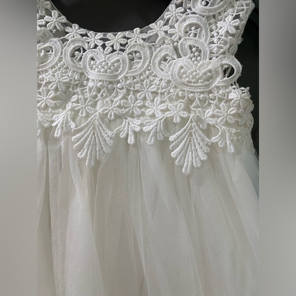 David’s Bridal Flower Girl Dress, 2 bows, and ruffle socks - Picture 4 of 13